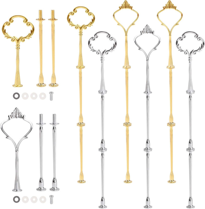8 Sets 3-Tier Cake Stand Handles Hardware for Plates Cupcakes Fruit Trays 2 Styl