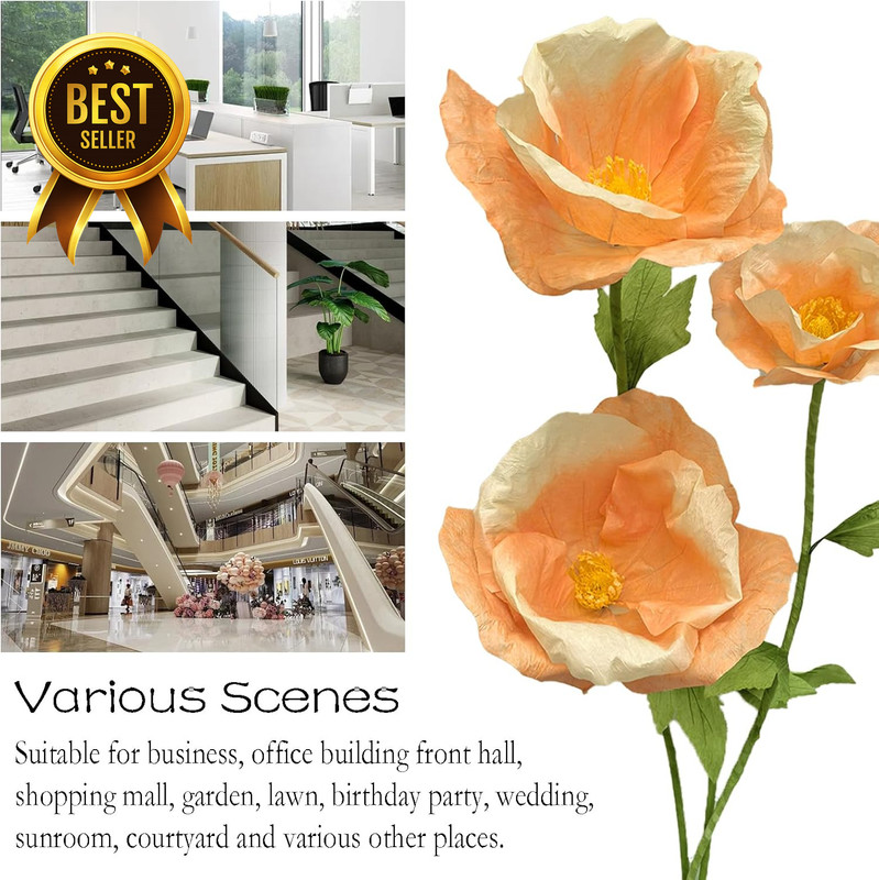 3PCS Giant Artificial Flowers 80" Waterproof Adjustable Faux Decor Set gallery