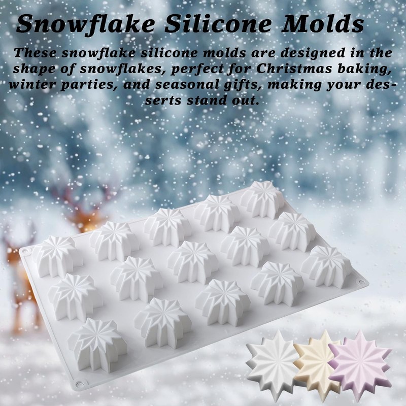 Snowflake Silicone Molds 15 - Cavities Small Christmas Snowflake Silicone Mol... gallery