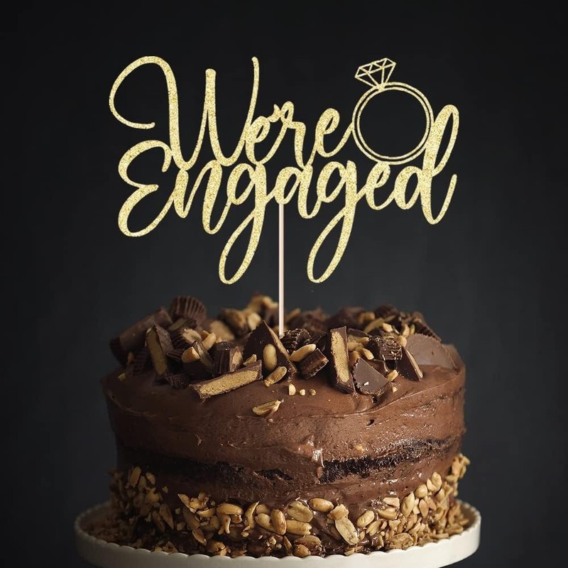 We’re Engaged Cake Topper for Engagement Party Decorations, Engaged Ring