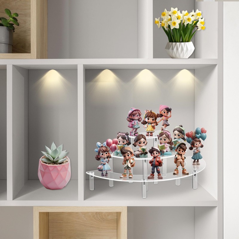 Acrylic Risers Display Stand For Pop Figures, 3 Tier Cupcake Stand, Perfume S... gallery