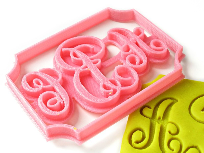 Custom 3 Letters Monogram Cookie Cutter, Personalized with Initials, 4 inches gallery