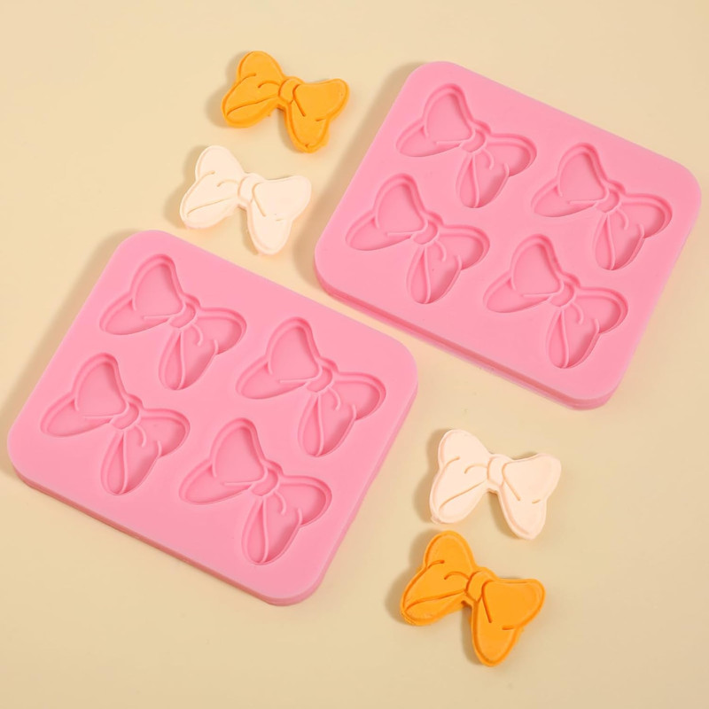 2 Pcs Cute Bow Silicone Molds, Exquisite Bow Cake Decoration Fondant Mold, Kitch gallery
