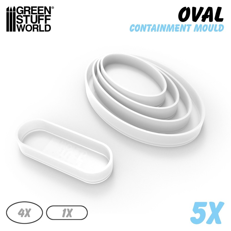 5x Containment Moulds for Bases – Oval – for Resins – Resin Liquid AOS Game