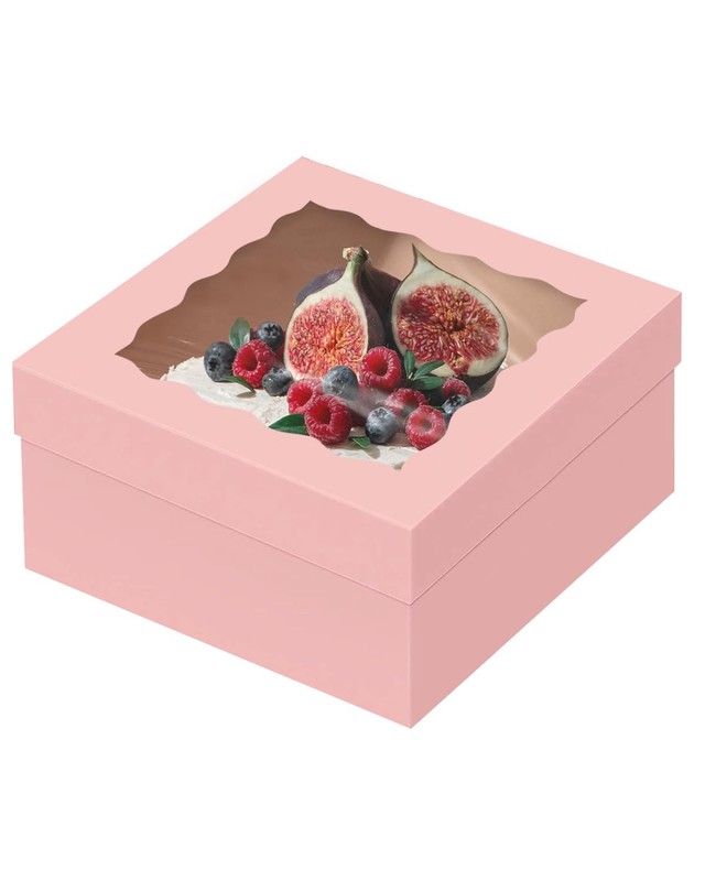 4 PCS Pink Square Bakery Cake Boxes with Boards Window 12x12x8 Inch gallery